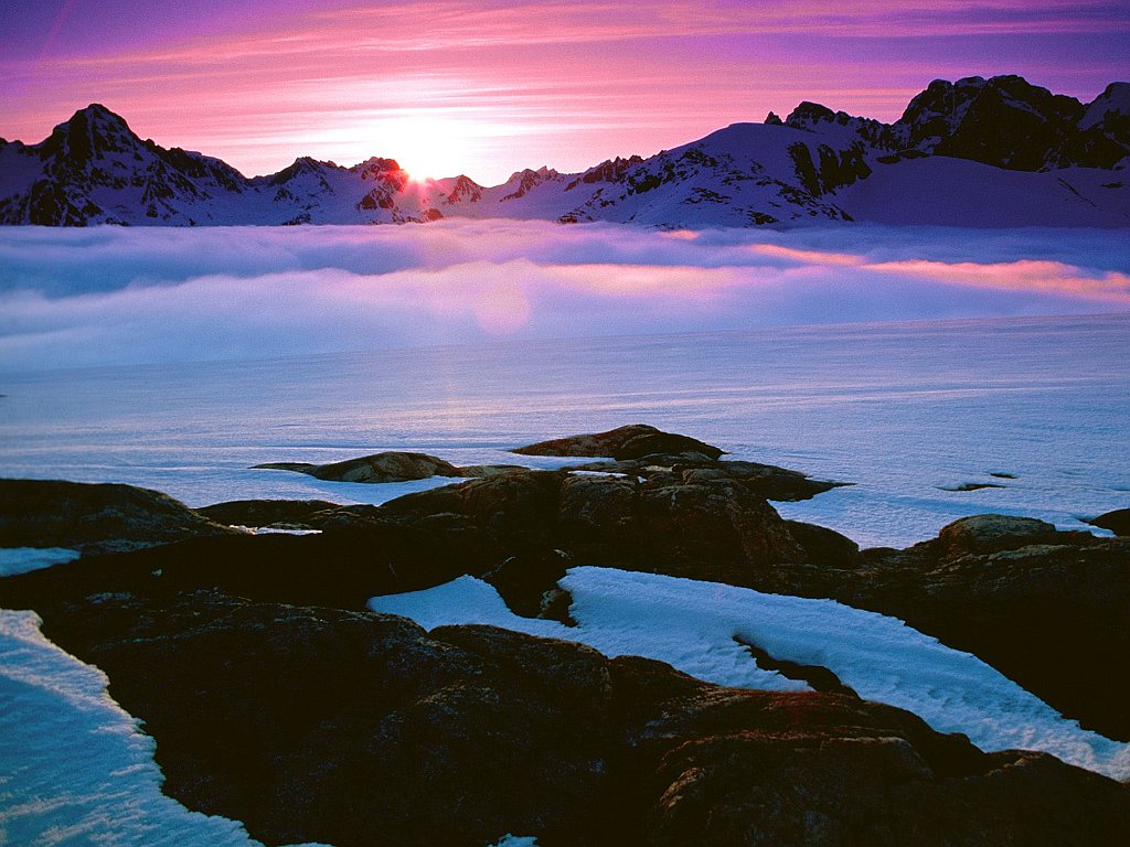 Morning Light Colors the Snowfield, Greenland
